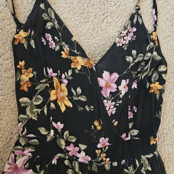 American Eagle Outfitters Black Floral Jumpsuit Women's Size Small S Open Back - Picture 7 of 14